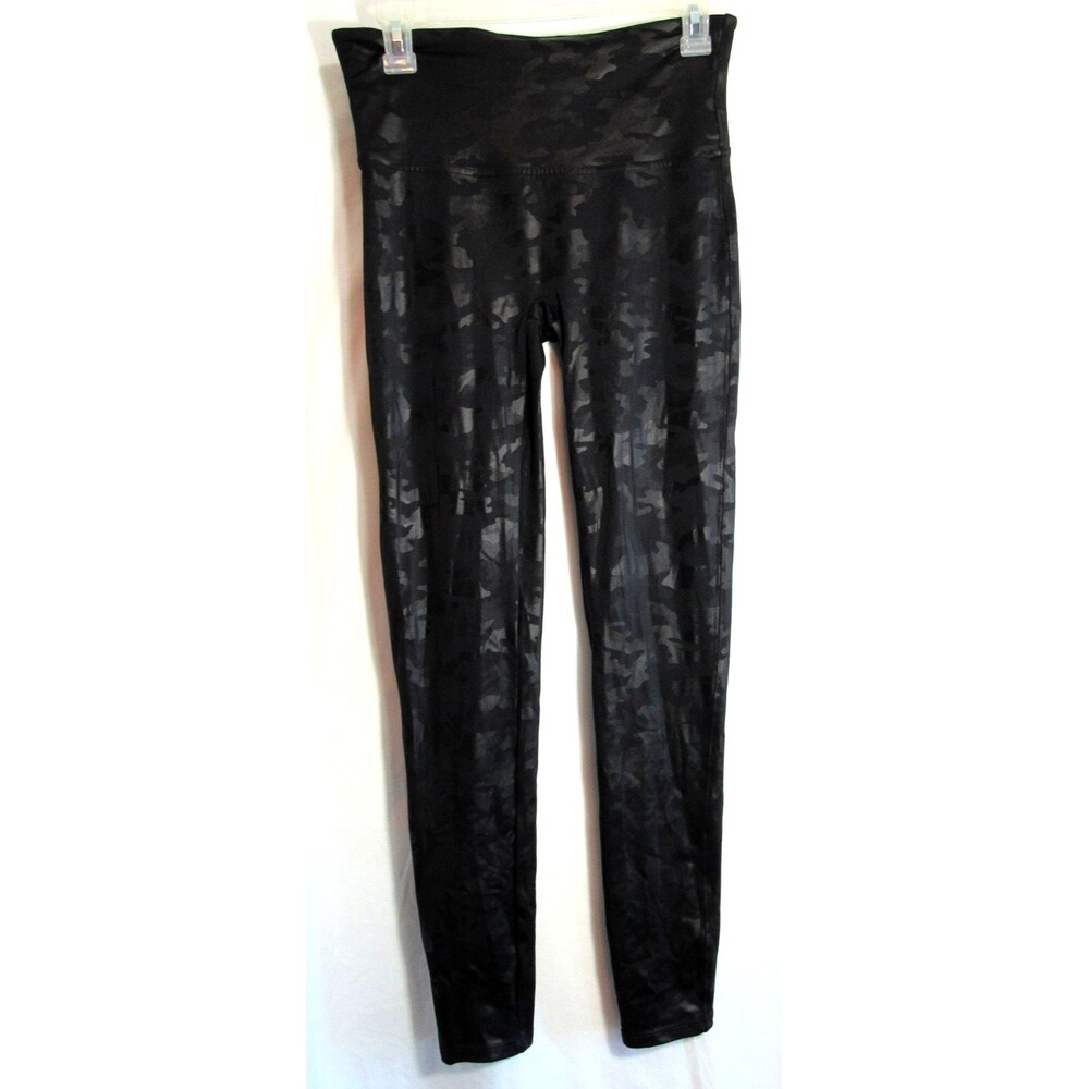 Spanx Black Camo High Rise Leggings Size Large EUC
